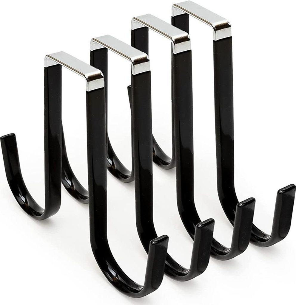 INF Türhaken ohne Nagel, 4er-Pack Schwarze Metall-Türgarderobe für Türen
