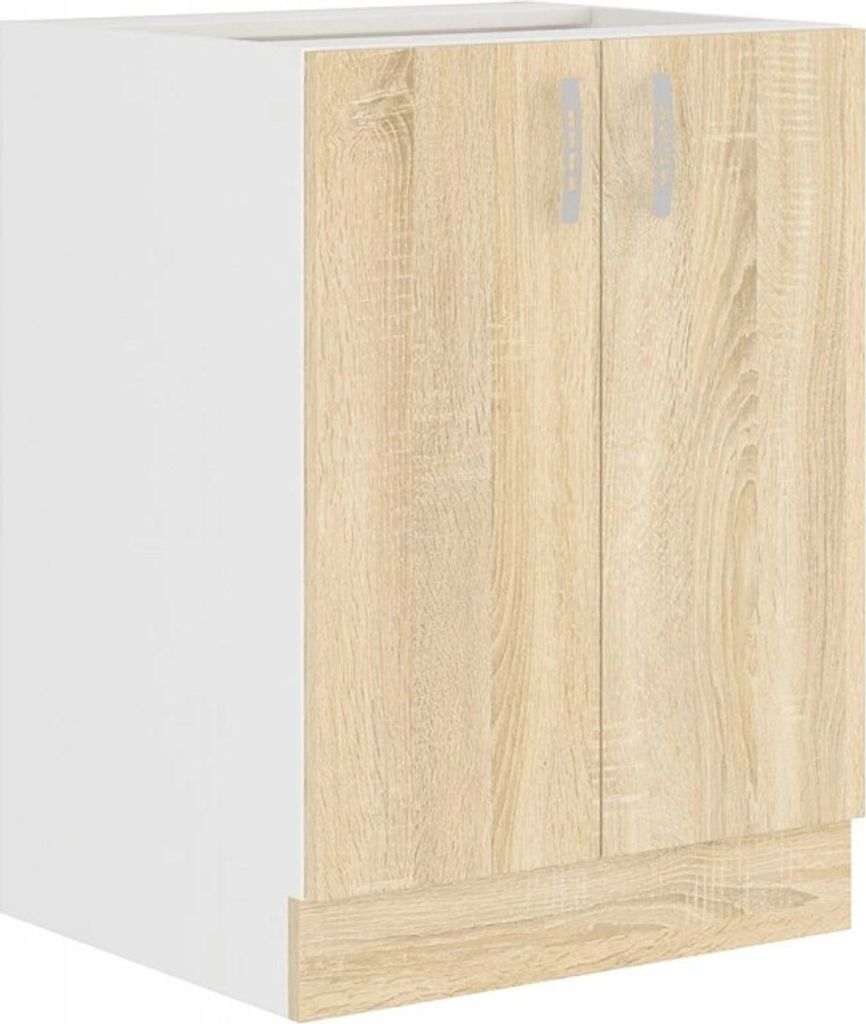Zweitüriger Unterschrank SABRYA – Breite 60 cm, Eiche Sonoma / Weiß