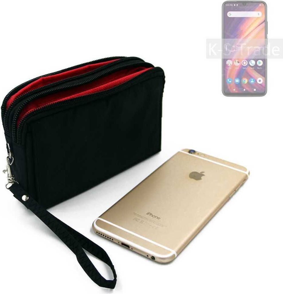 K-S-Trade Schutz Hülle Handy Hülle kompatibel mit Lenovo A7 Gürteltasche Travelbag Handytasche mit Zusatzfächern, schwarz