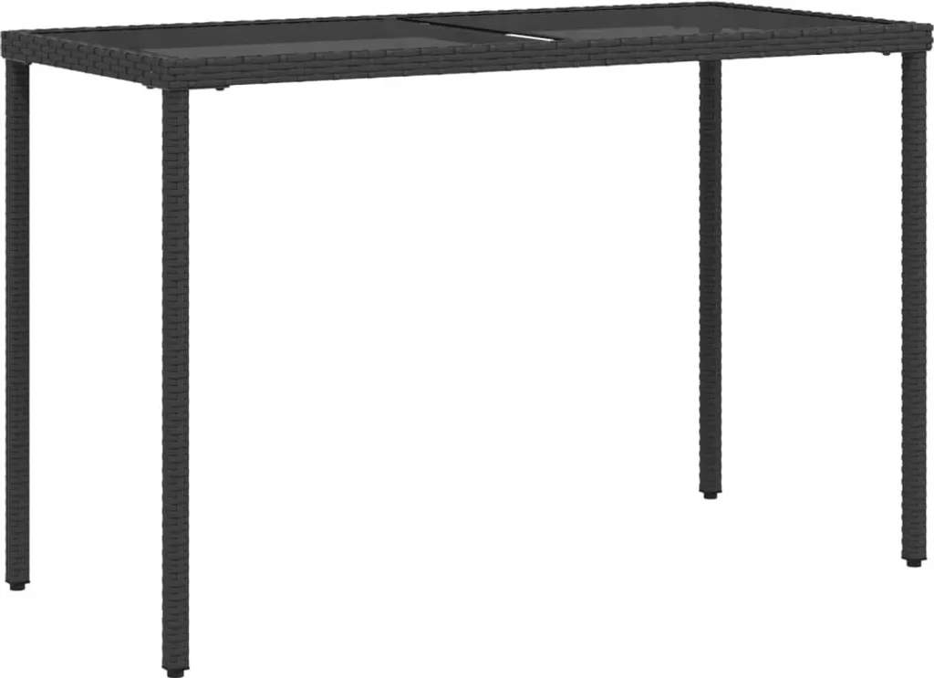 Offerta Tavolo Giardino 115x54 cm Poly Rattan Nero e Vetro