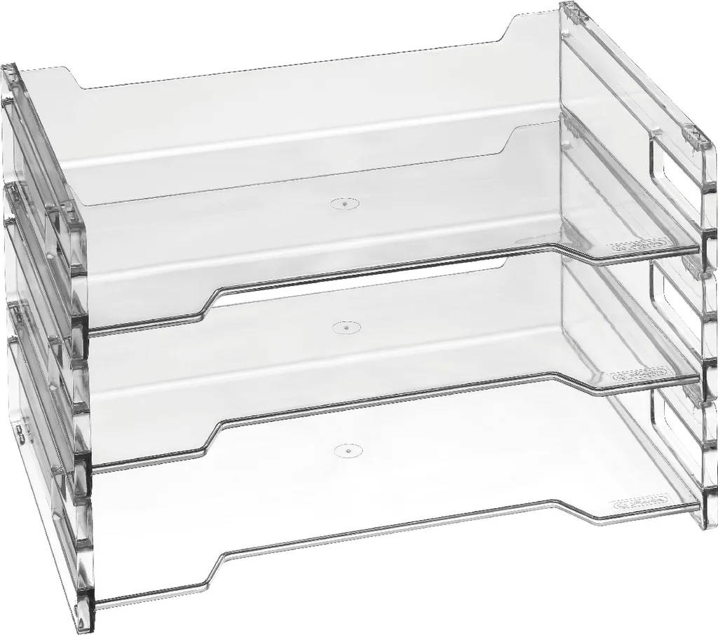 Organiseur de bureau A4 transversal transparent - Pack de 3 bacs tri