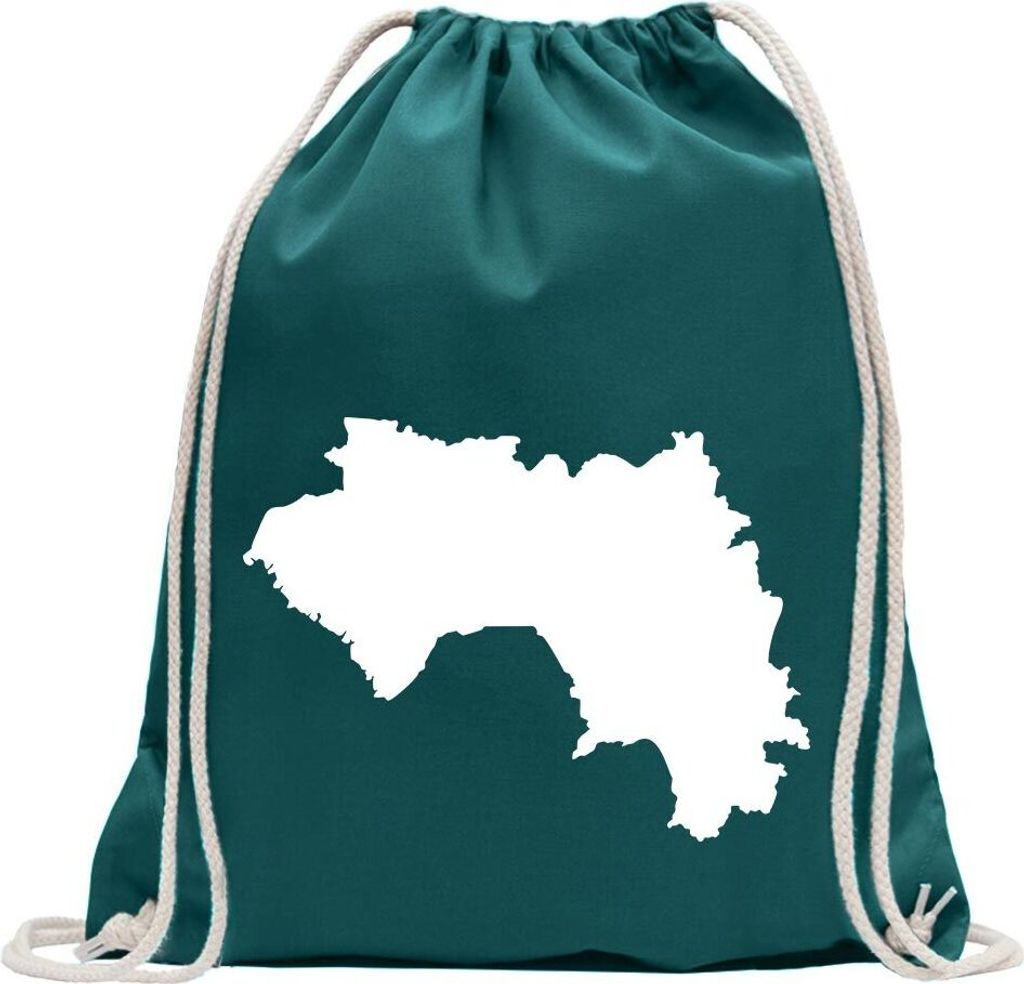 Kiwistar - Turnbeutel - petrol - Guinea Umriss Kontur - Fun Rucksack Sport Beutel Gymsack Baumwolle mit Ziehgurt