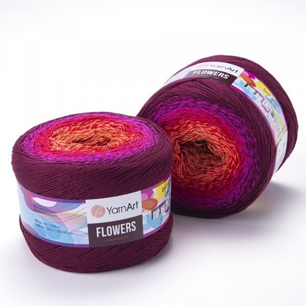 YarnArt Flowers 310: Hochwertiges Farbverlaufsgarn – 1000m, 250g, Baumwolle-Acryl-Mix
