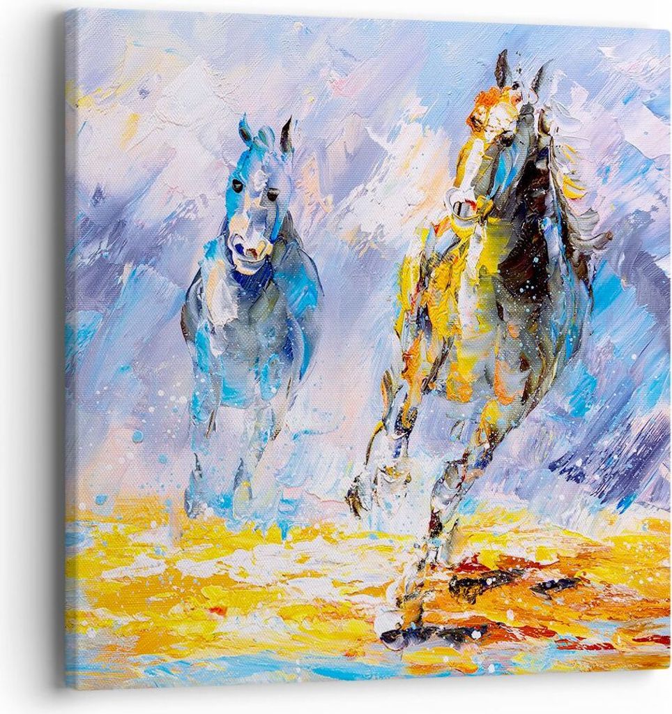 Bild auf Leinwand - Leinwandbild - Pferd Natur Tier - 40x40cm - Wand Bild - Wanddeko - Wandbilder - Leinwanddruck - Bilder - Kunstdruck - Wanddekor...