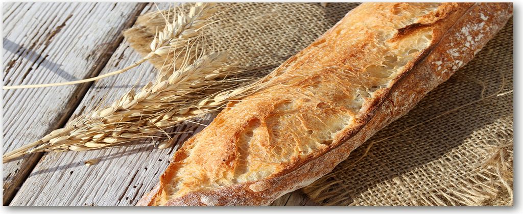 Tulup Küchenrückwand Spritzschutz aus Glas -125x50 -Spritzschutz auf gehärtetes Glas Essen & Getränke Frisches Baguette