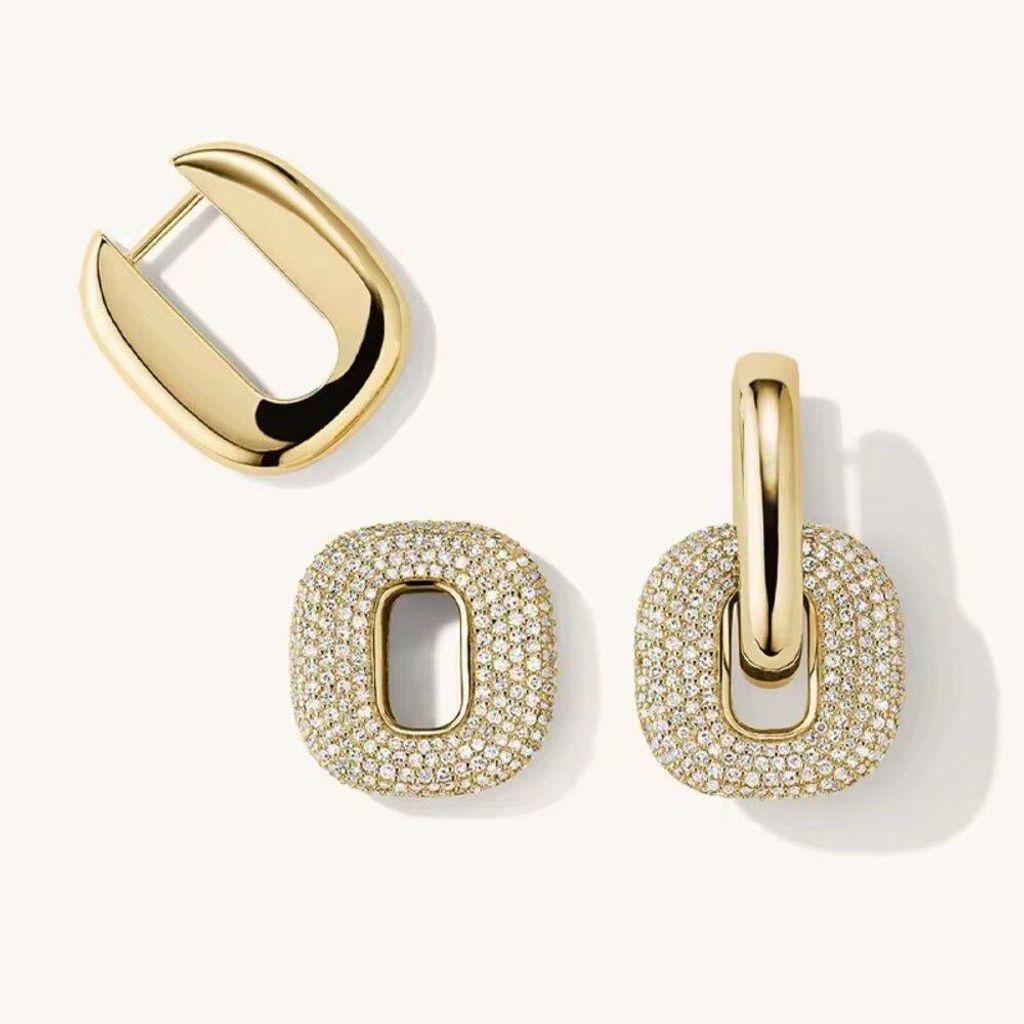 Zweiteilige Trend Creolen aus Edeldtahl -18K Vergoldung-Hypoallergen und Wasserfest -leicht und angenehm zu tragen - mit stilvoller Geschenkverpackung