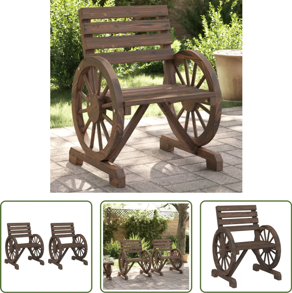 Living Store Lot de 2 Chaises de Jardin en Bois de Sapin 58x58x78,5 cm