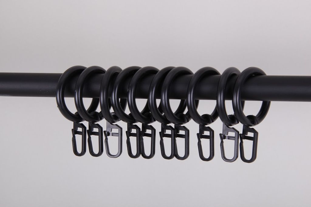 Ringe mit Faltenlegehaken Komplett-Set 28mm schwarz Produktbild 