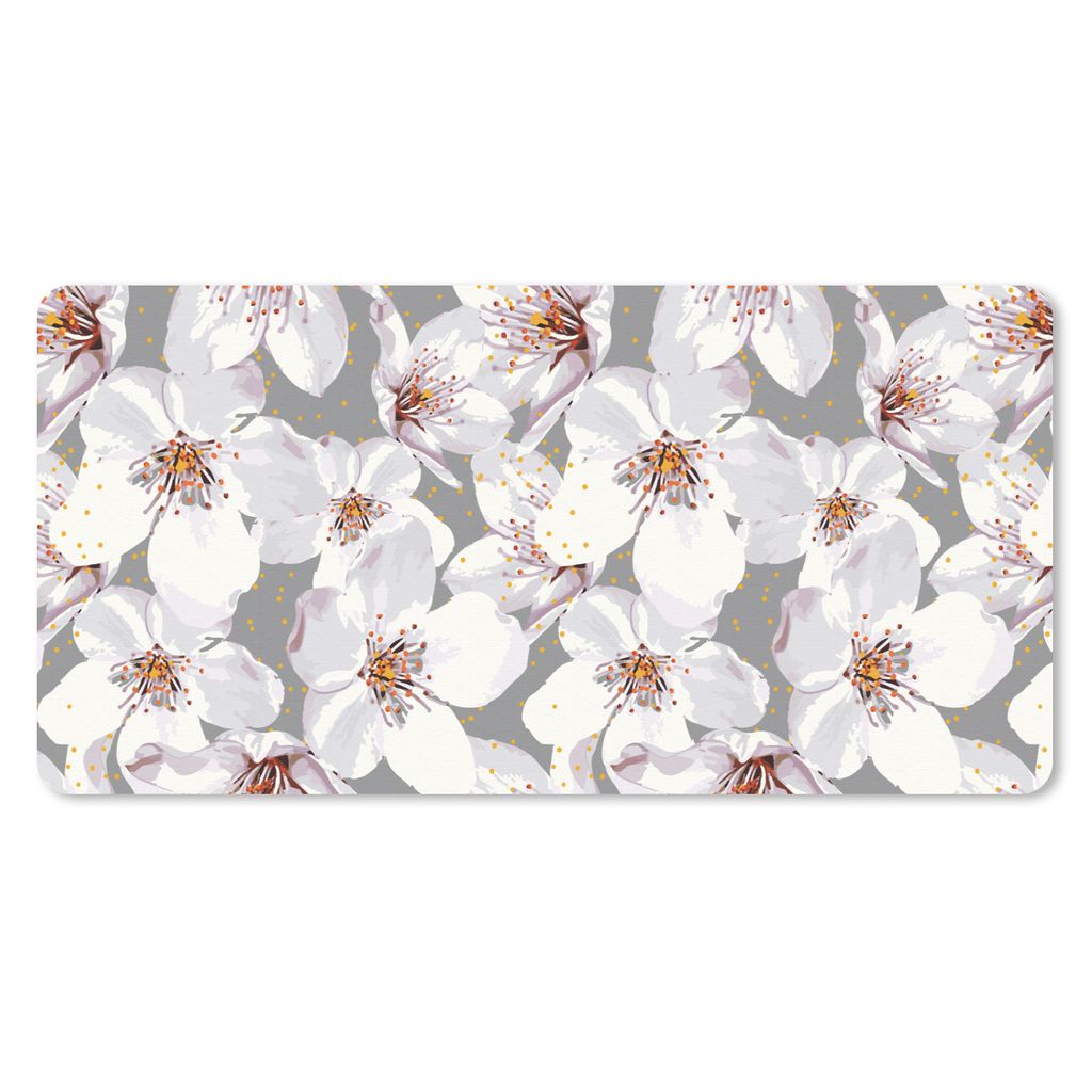 MuchoWow Schreibtischunterlage Blumen - Sakura - Muster 80x40 cm - XXL Mauspad - Gaming Mauspad