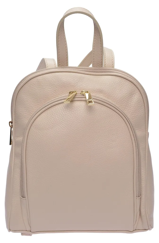 Sac à dos femme beige en cuir Anna Luchini SS26 - Accessoire de luxe