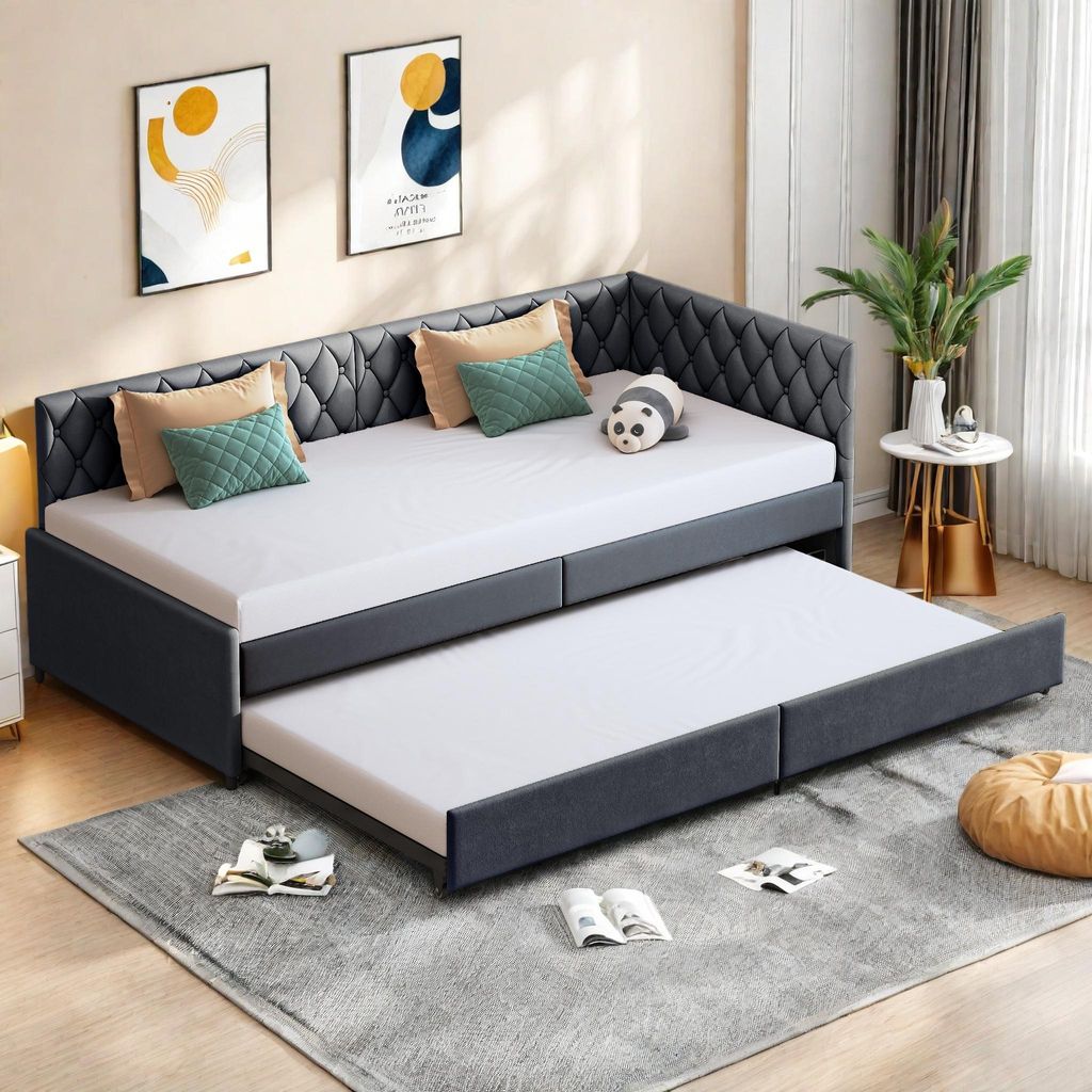 Tagesbett ausziehbar 90x200, Polsterbett Bettgestell mit