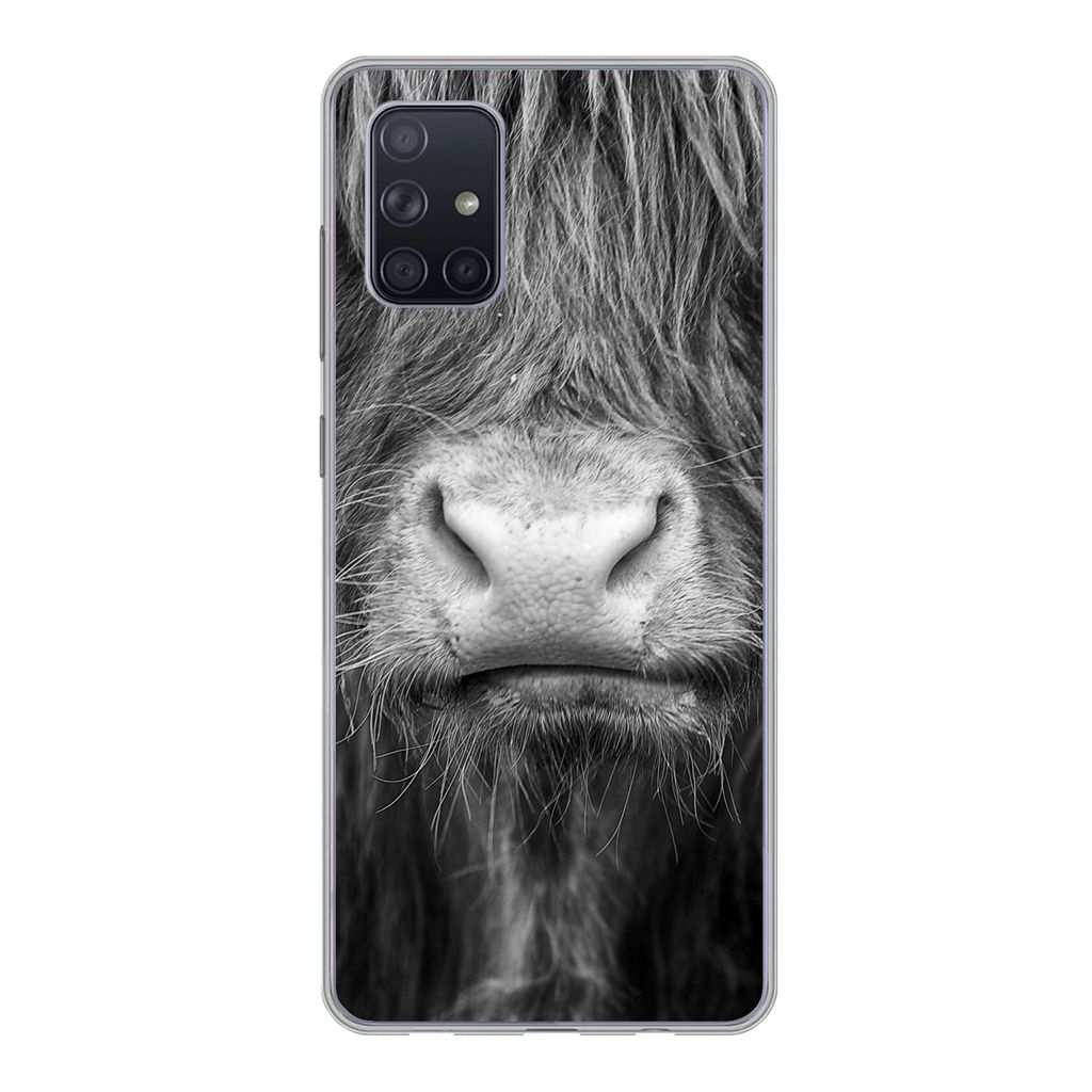 MuchoWow Handyhülle Schutzhülle Hülle für Samsung Galaxy A51 Schottischer Highlander - Haare - Tiere Silikon Softcase Handy Hülle - Schutzab...