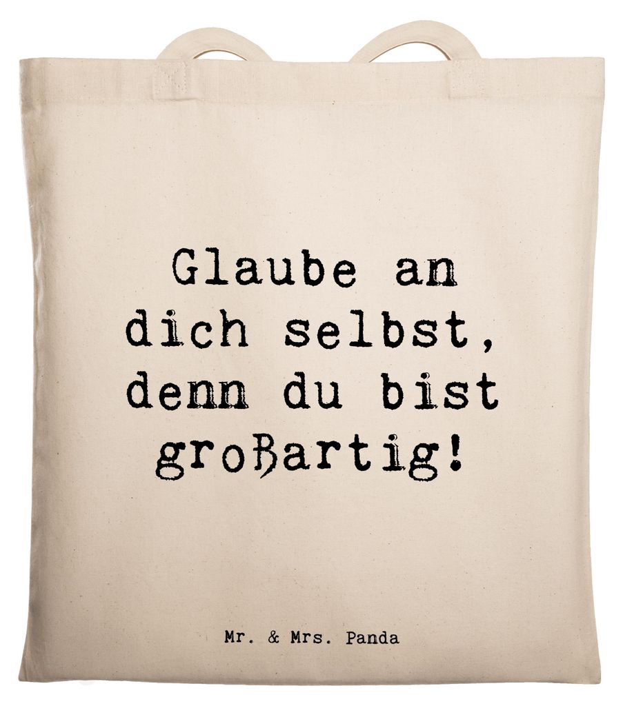 Mr. & Mrs. Panda Beutel Spruch Selbstvertrauen stärken - Transparent - Geschenk, Zuversicht, Vertrauem, Trost, Geschenkideen, Shopping Tasche, Jut...