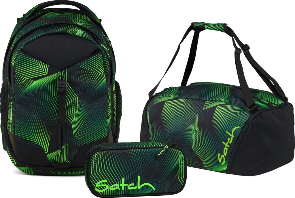 Satch Schulrucksack-Set MATCH Seismic Green 3-teilig, ab. 5. Klasse