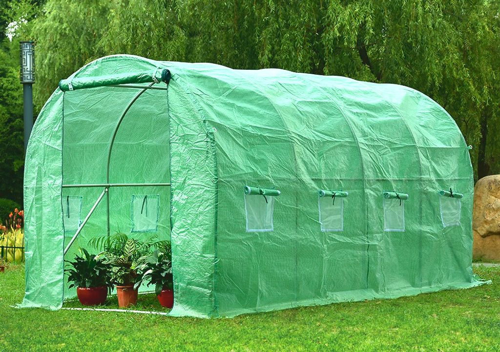 Ekspand | Folientunnel 3x6m - grün - robuster Stahlrahmen - ideal für Gemüseanbau - wetterfest
