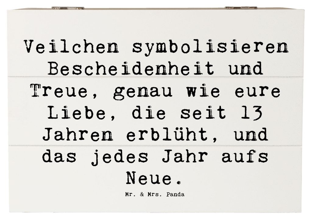 Mr. & Mrs. Panda Holztruhe Spruch 13. Hochzeitstag Produktbild 