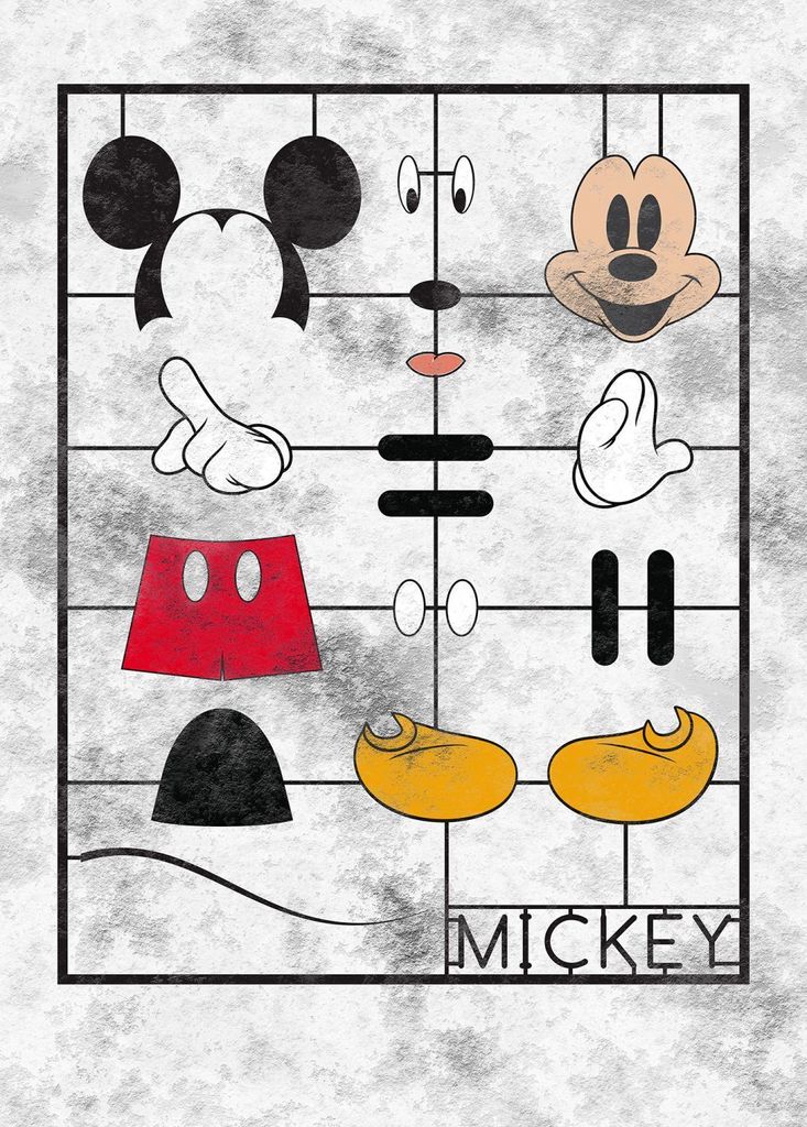 Disney Fototapete Mickey Mouse Grau, Rot und Gelb - 612736 - 200 x 280 cm