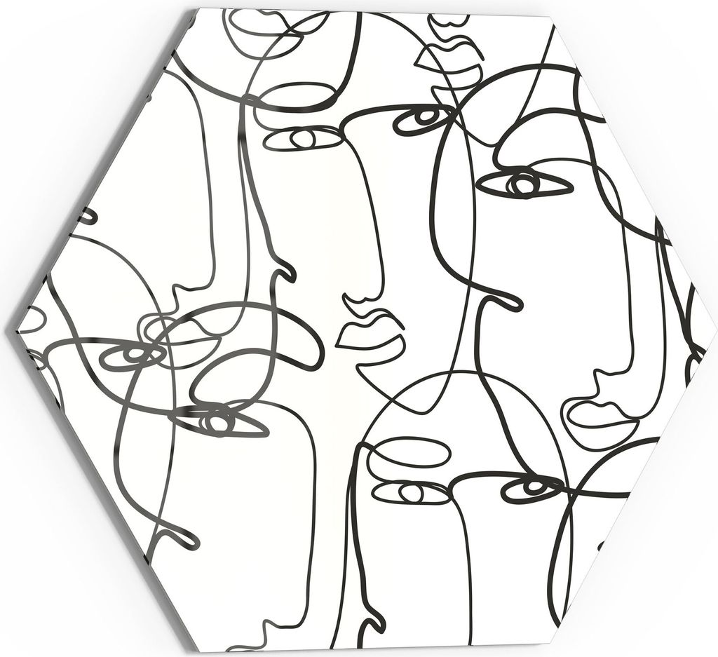 DEQORI Glasbild Echtglas 55x48 cm 'Linien formen Gesichter' Wandbild Bild modern Deko