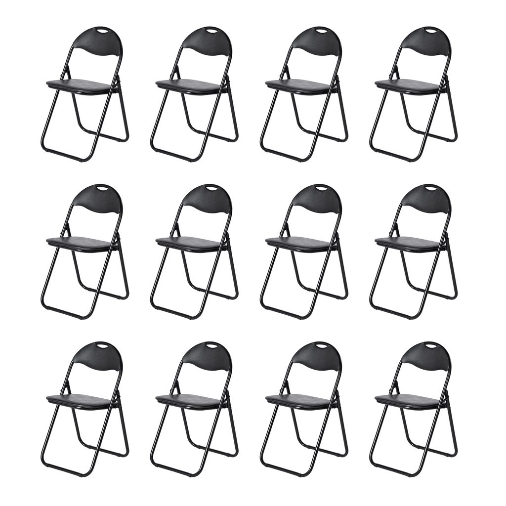 H.J WeDoo Lot de 12 chaises pliantes noires Cadre Image du produit 
