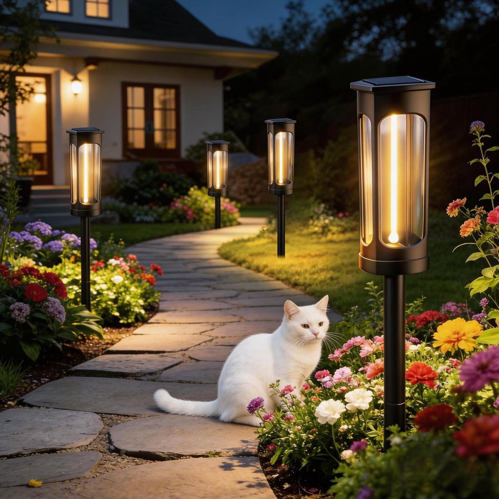 4 Stuks Tuinlampen op Zonne-energie, Warmwit, LED Productafbeelding 