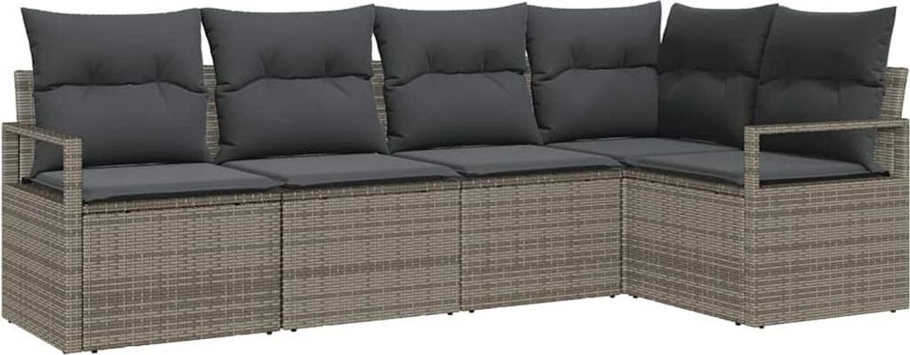 vidaXL Sofa Set 5 pcs Grau Poly-Rattan