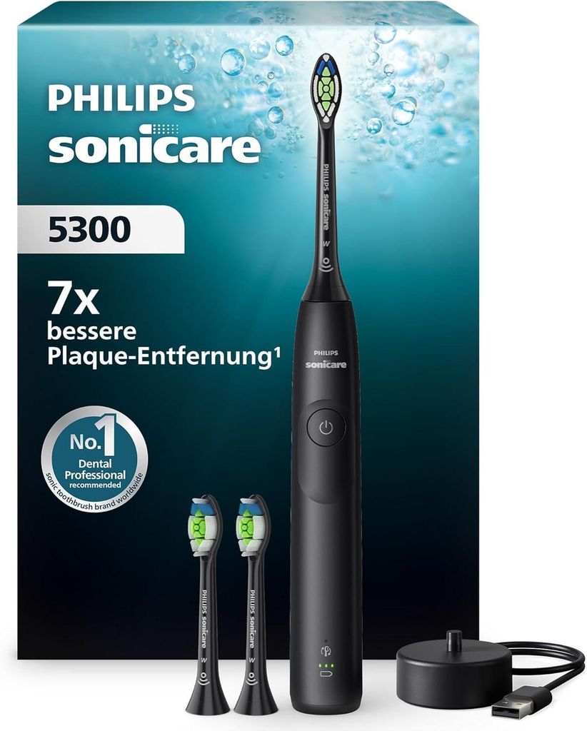 Elektrische Zahnbürste, Schallzahnbürste mit 2 Intensitätsstufen, Andruckkontrolle, EasyStart, Smartimer und BrushPacer