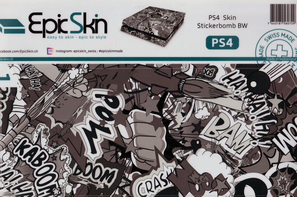 PS4 Skin - Design Aufkleber Stickerbomb BW