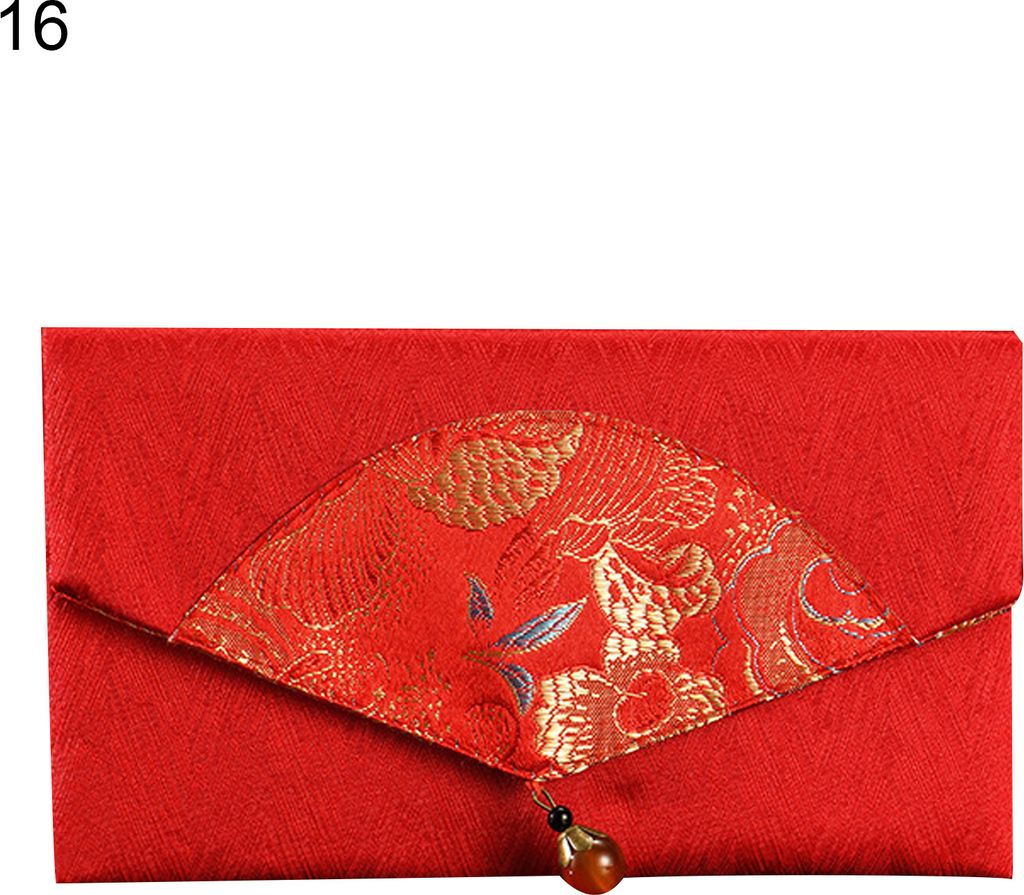 Verheißungsvoller roter Satin-Umschlag im chinesischen Stil, günstiger traditioneller Glücksgeldbeutel für das neue Jahr-16