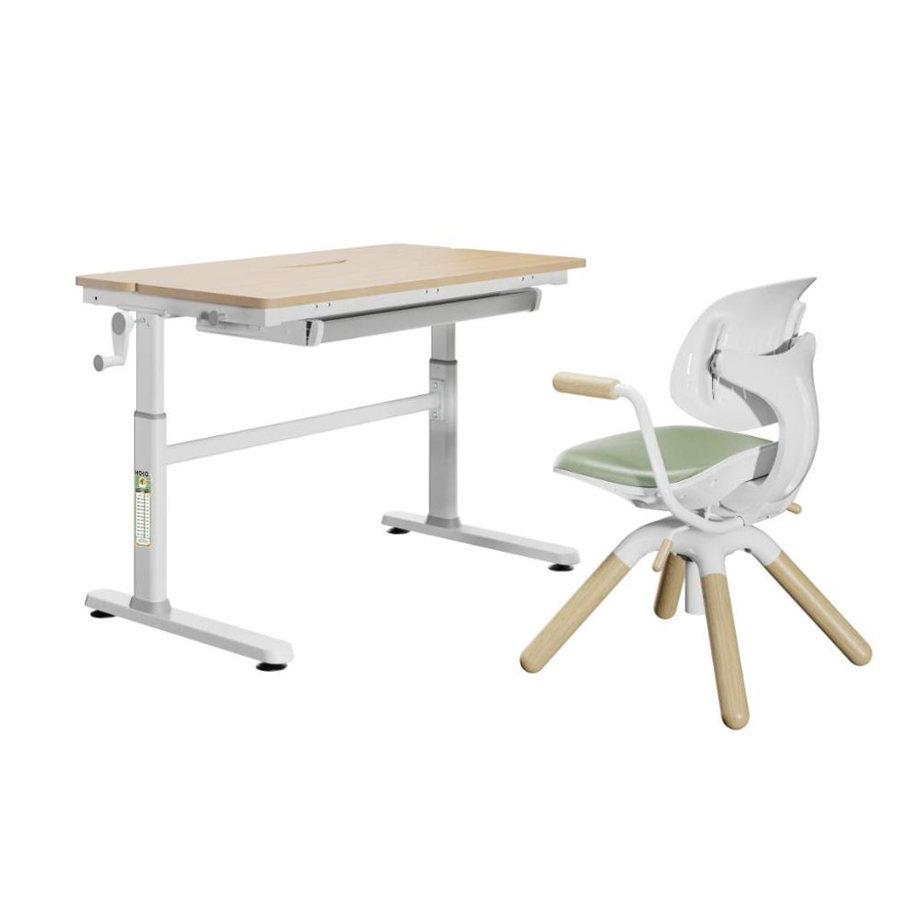 HOKO LUCA & LEVI Kinderschreibtisch höhenverstellbar 100x60 cm mit ergonomischem Lernstuhl – Schüler Set für Kinderzimmer