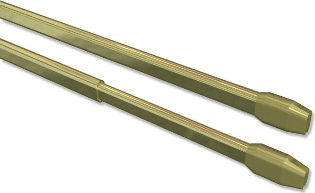 Interdeco Vitragestangen, Scheibenstange Messing-farbig, 60-100 cm (Packung 4 Stück)