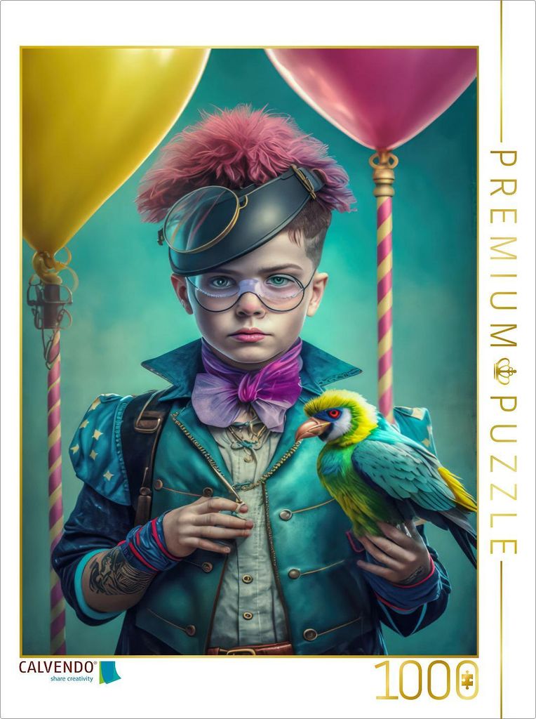 CALVENDO Puzzle Junge mit Vogel | 1000 Teile Lege-Größe 64x48cm Foto-Puzzle für glückliche Stunden