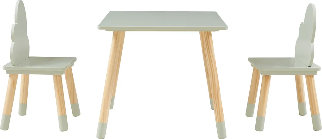 Hovle Salon pour Enfants avec Table et 2 Chaises Nuages Pin Vert Menthe - 6