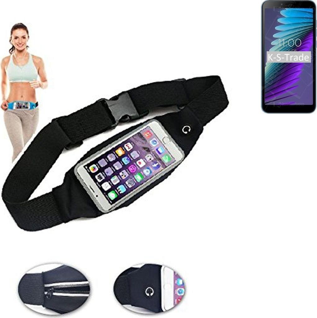 K-S-Trade Jogging-Armband kompatibel mit BQ Mobile BQ-5765L Clever Gürteltasche Umhängetasche Bauchtasche schwarz Sport Running Jogging Fitness