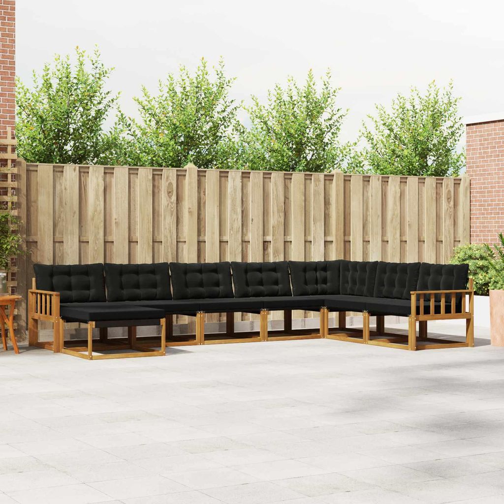 "im Sonderangebot"Outdoor-Sofagarnitur - CLORIS - Balkonmöbe/Sitzgruppe - mit Kissen 24 pcs - Moderne Design - Natürlich und Schwarz - Gartensofa...