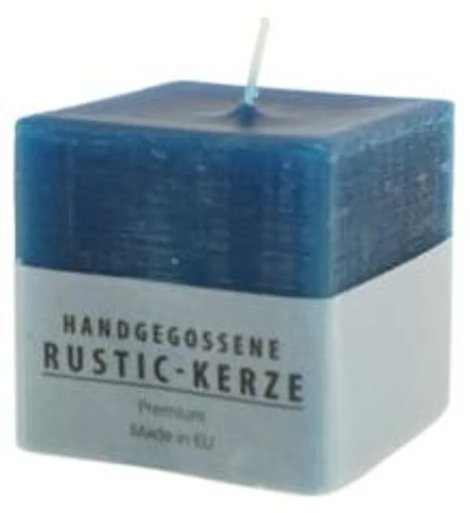Bougies cylindriques Gala bleues style rustique 7x7 cm - Lot de 12 pièces