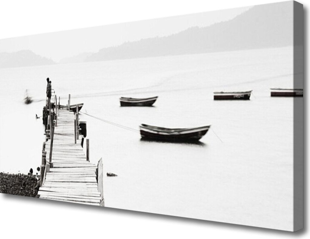 Tulup Leinwand-Bilder 100x50 Wandbild Canvas Kunstdruck Brücke Boote Architektur