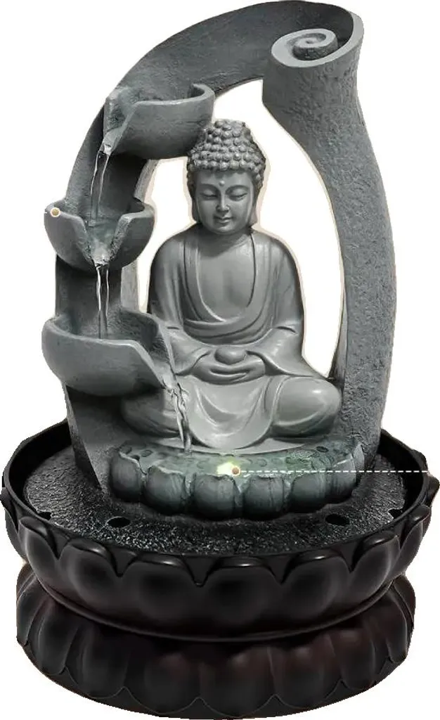 Fontaine de table statue de Bouddha grise 25cm - Déco d'intérieur Zen