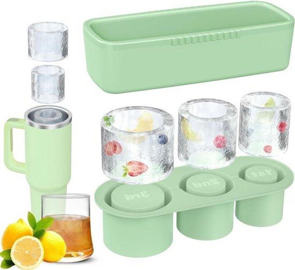 Eiswürfel Form 3 Stück Silikon grün für Getränke