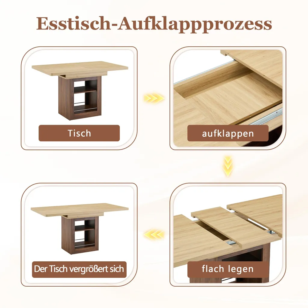 Table à manger gain de place extensible 130-160 cm avec rangement caché - 6