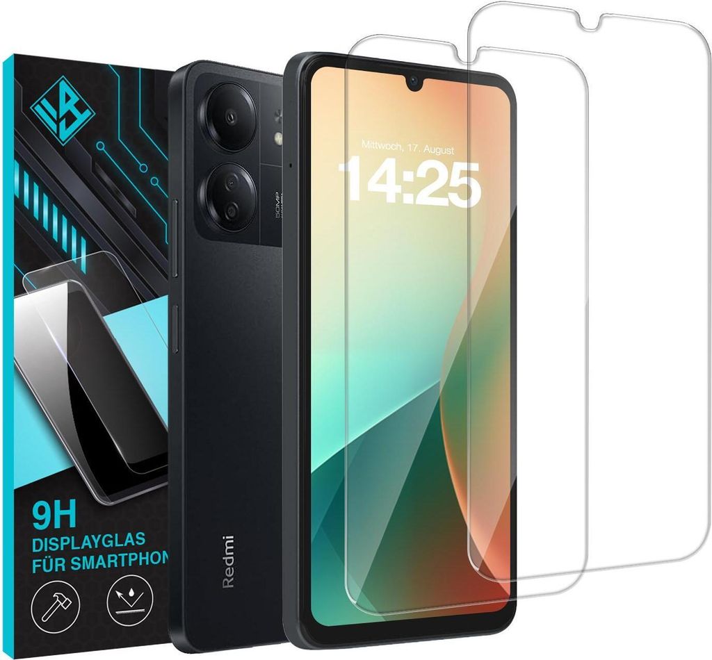 2x 9H Schutzglas Displayschutzfolie für Xiaomi Redmi 13C Displayglas Displayschutz Glas Panzerfolie Schutzglasfolie