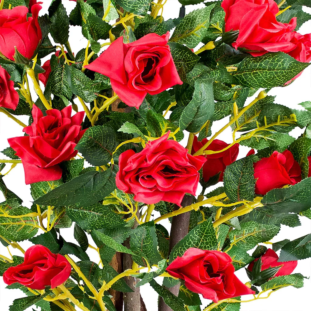 Albero Di Rose Artificiale 120 Cm Con Vaso - Pianta Finta Multicolore Per Giardino, Terrazzo, Ufficio E Casa - Best Artificial - 4