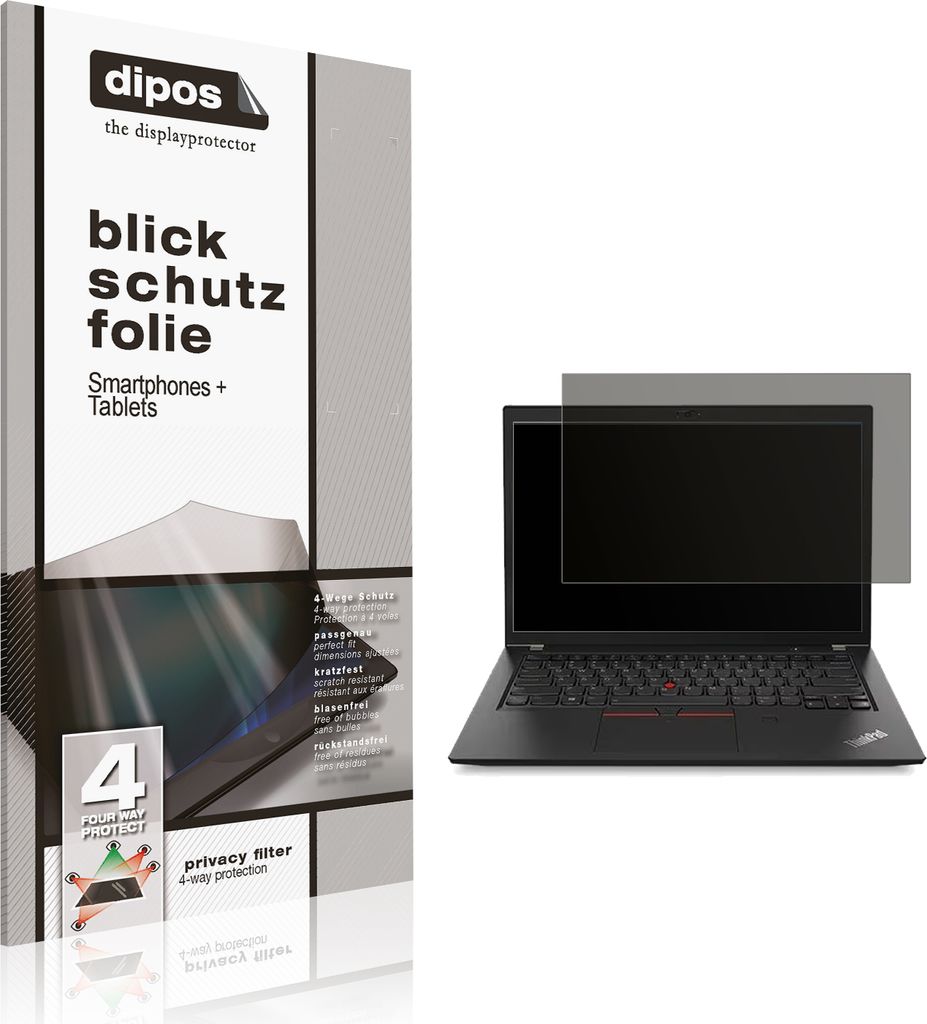 Blickschutzfolie für Lenovo ThinkPad T480s matt Schutzfolie Folie Display Schutz dipos