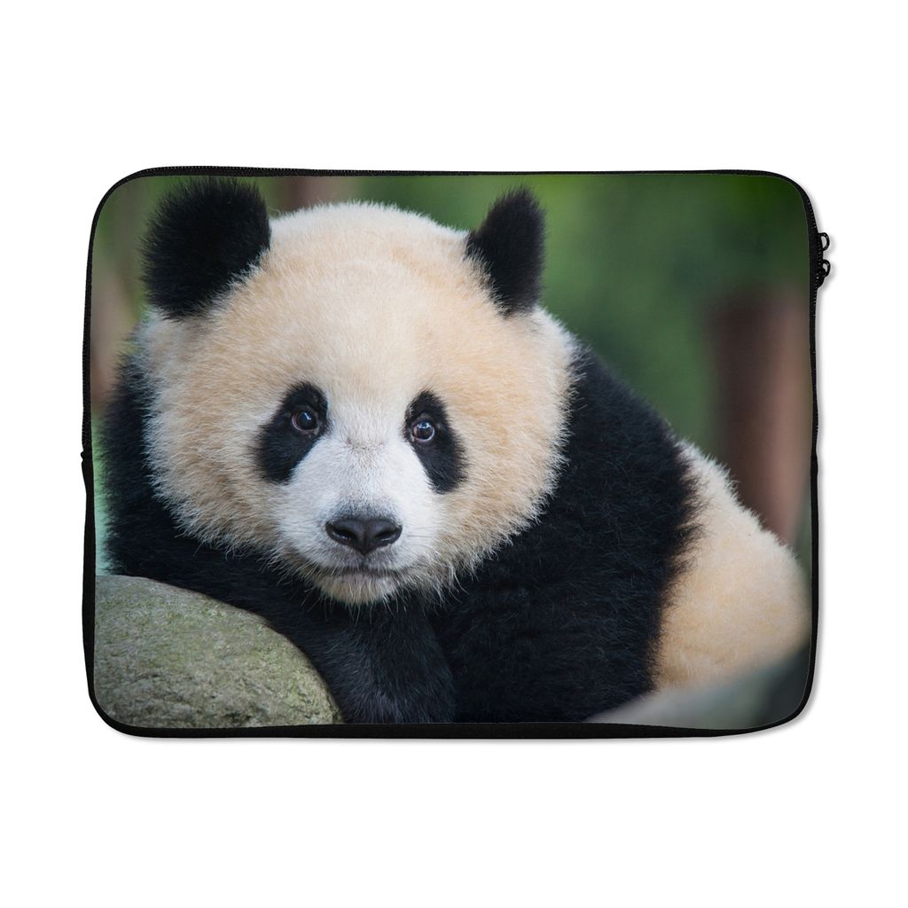 MuchoWow Laptop Hülle 17 Zoll Laptoptasche Panda - Wildtiere - Porträt - Stein - Zipper - Schutzabdeckung