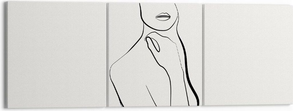 Bild auf Leinwand - Leinwandbild - 3 Teile - Frau Skizze Zeichnung - 150x50cm - Wand Bild - Wanddeko - Wandbilder - Leinwanddruck - Bilder - Wandde...