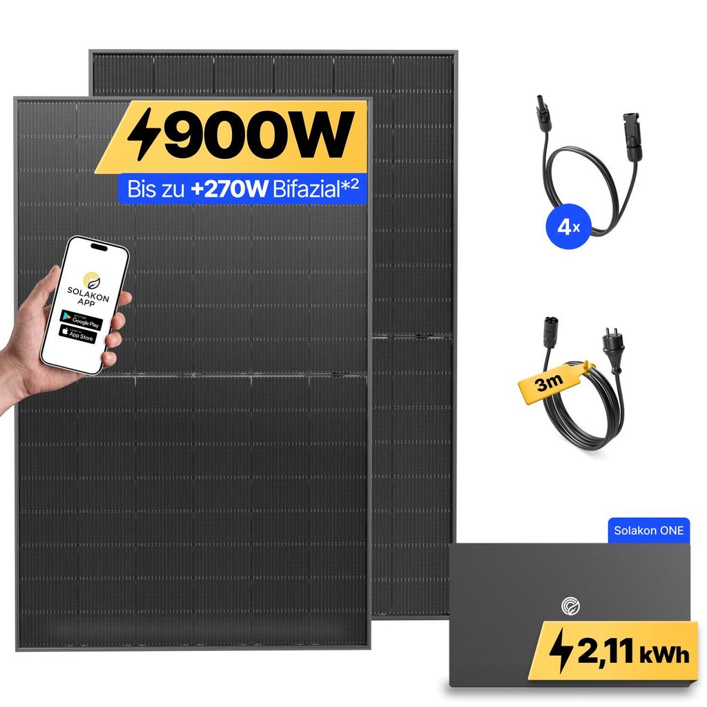 900W Balkonkraftwerk mit Speicher Solakon ONE (2,11 kWh) Produktbild 
