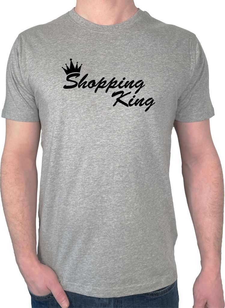 Huuraa Herren T-Shirt Shopping King Krone L Sport Grey Bio Baumwolle Fairtrade Herrenshirt Geschenkidee