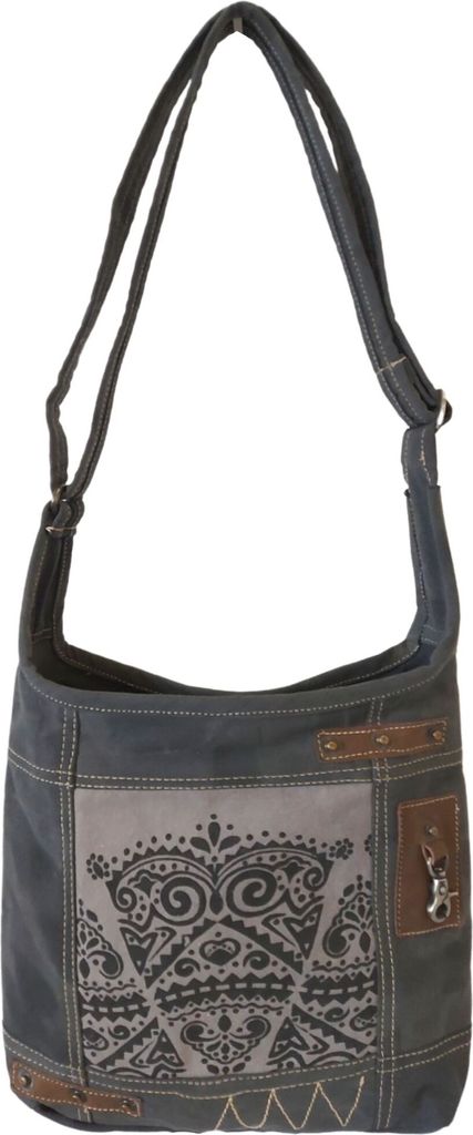 Damen Tasche Umhängetasche, Handtasche aus Canvas & Leder. Nachhaltige Produkte, Groß Vintage, Schultertasche, Segeltuch Crossbody
