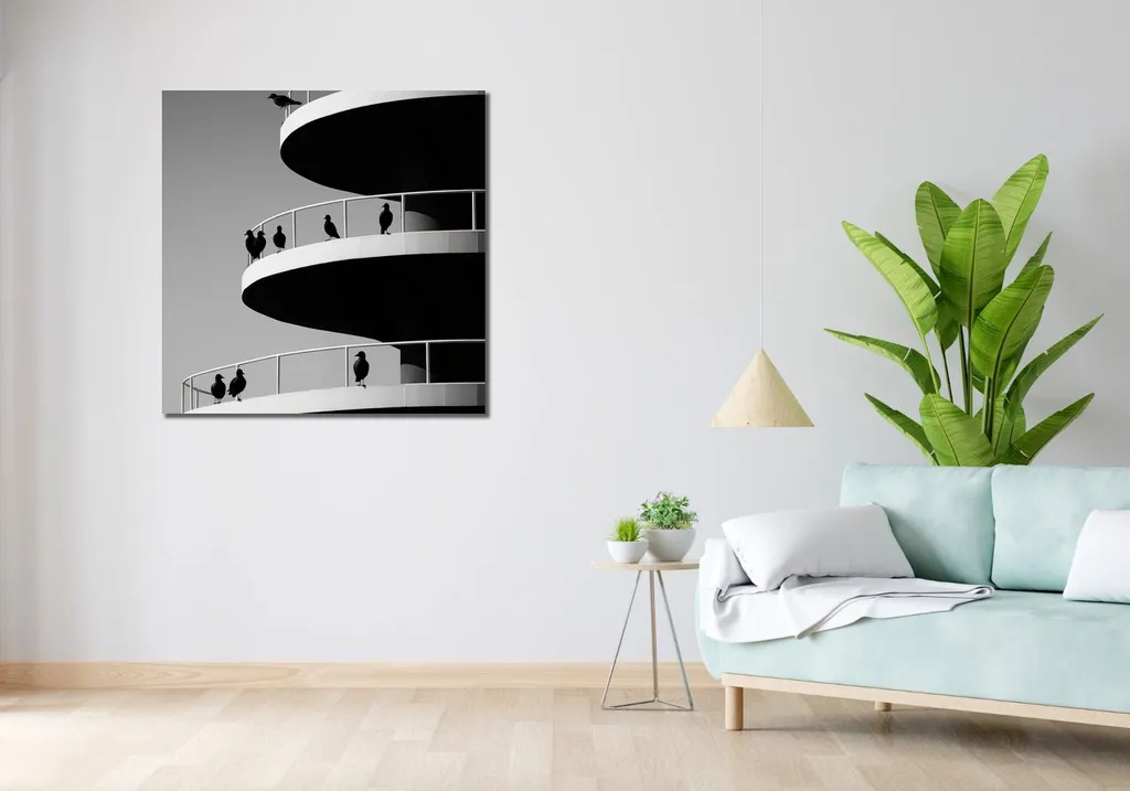 Tableau corbeaux 90 x 90 cm pour décoration murale de salon