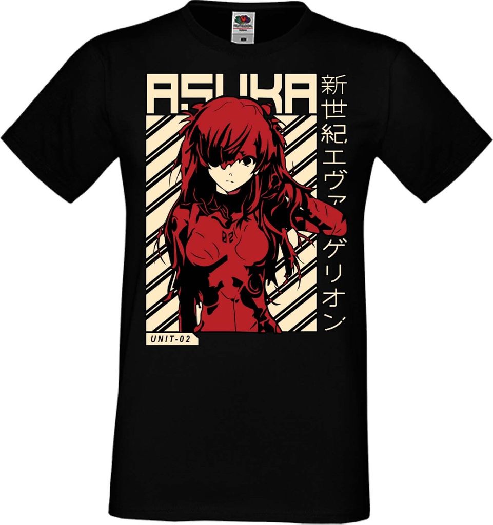 Herren T-Shirt Manga Anime Neon Anime Genesis Manga Evangelion Asuka Evangelion Asuka, Man 3XL / Schwarz
