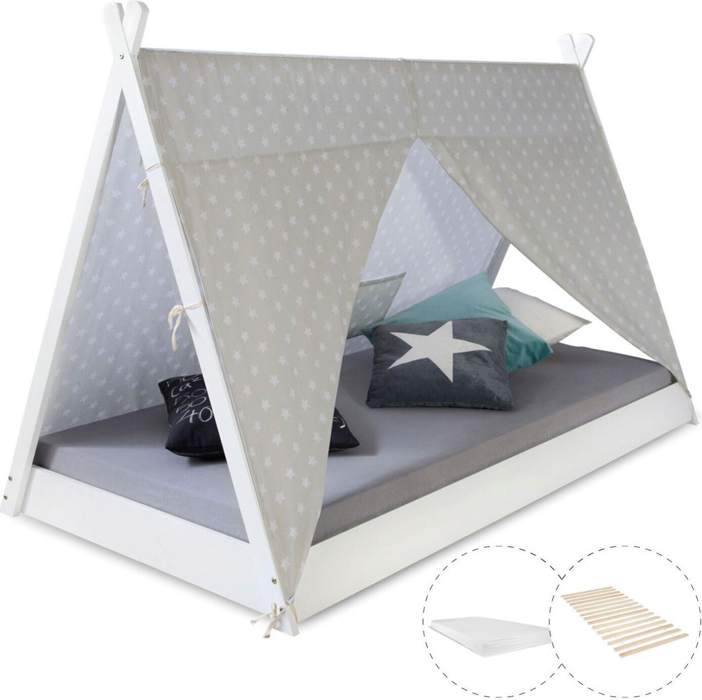Homestyle4u Kinderbett 90x200 Hausbett Matratze mit ® Produktbild 